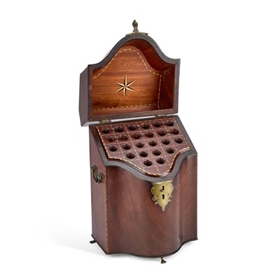 Lot 1142 - A GEORGE III MAHOGANY KNIFE BOX