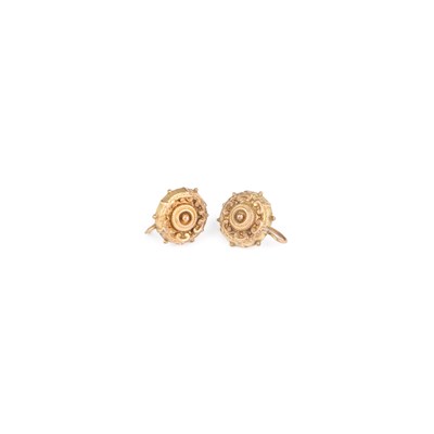 Lot 832 - A PAIR OF 9 CARAT GOLD VICTORIAN ETRUSCAN REVIVAL CLUSTER EARRINGS