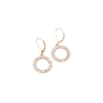 Lot 778 - A PAIR OF 9 CARAT GOLD DIAMOND HOOP PENDANT EARRINGS