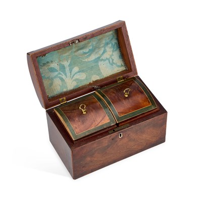 Lot 1149 - A GEORGIAN MAHOGANY DOME-TOP TEA CADDY