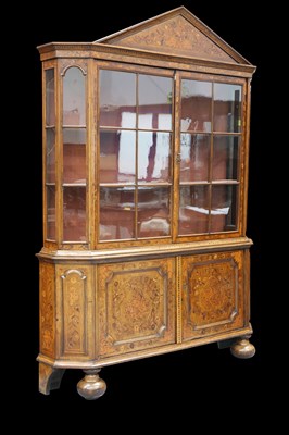 Lot 417 - A DUTCH FLORAL MARQUETRY VITRINE, 19TH CENTURY