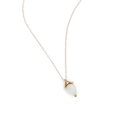 Lot 724 - A 9 CARAT GOLD OPAL AND DIAMOND PENDANT NECKLACE