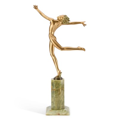 Lot 926 - JOSEF LORENZL (1892-1950), A COLD-PAINTED BRONZE FIGURE OF A DANCER