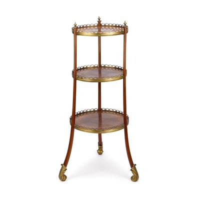 Lot 1054 - A VICTORIAN FLORAL MARQUETRY AND WALNUT ETAGERE