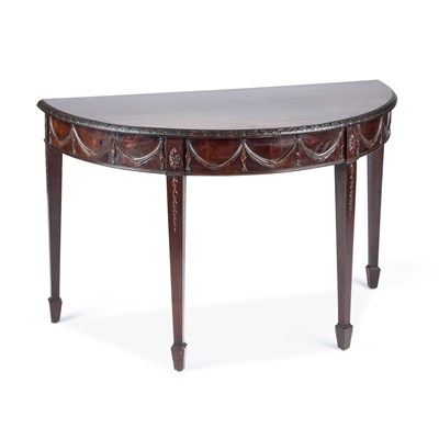 Lot 1108 - AN ADAM REVIVAL MAHOGANY DEMILUNE CONSOLE TABLE