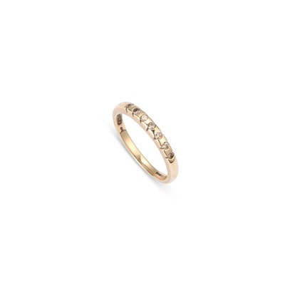 Lot 716 - A 9 CARAT GOLD DIAMOND HALF HOOP RING