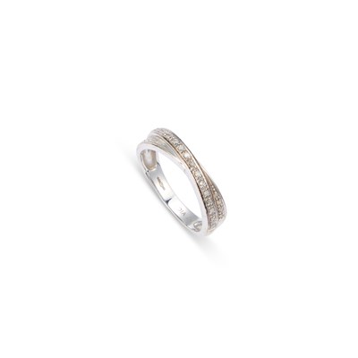 Lot 772 - A 9 CARAT WHITE GOLD DIAMOND HALF HOOP RING