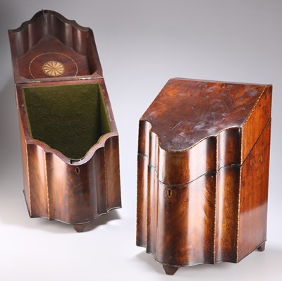 Lot 416 - A PAIR OF GEORGE III MAHOGANY KNIFE BOXES