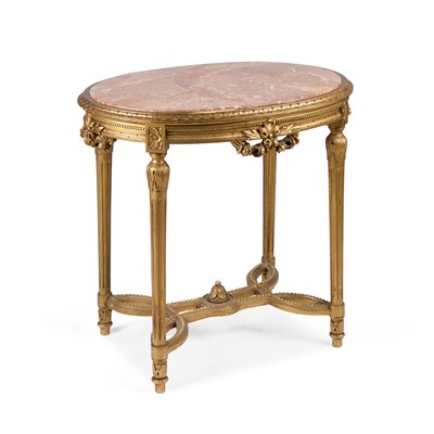 Lot 1073 - A FRENCH GILTWOOD OVAL CENTRE TABLE