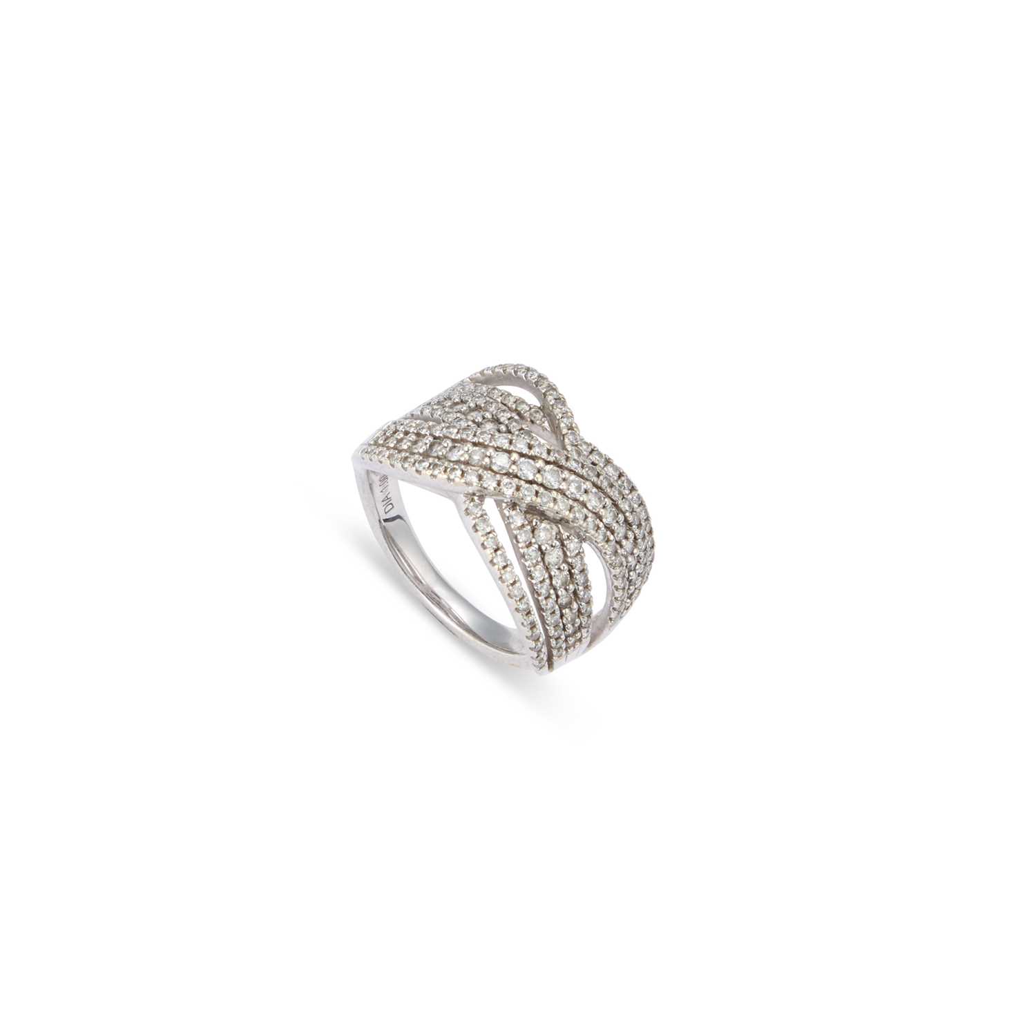 Lot 797 - A DIAMOND HALF HOOP RING