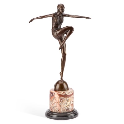 Lot 947 - AN ART DECO STYLE BRONZE FIGURE OF A DANCER