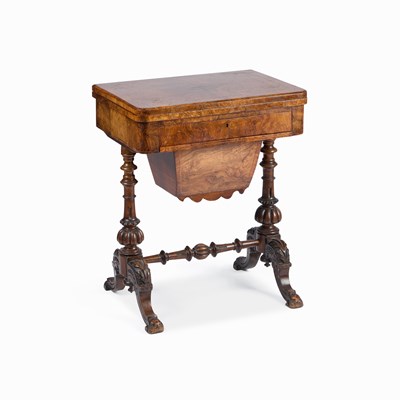 Lot 1112 - A VICTORIAN INLAID BURR WALNUT WORK TABLE