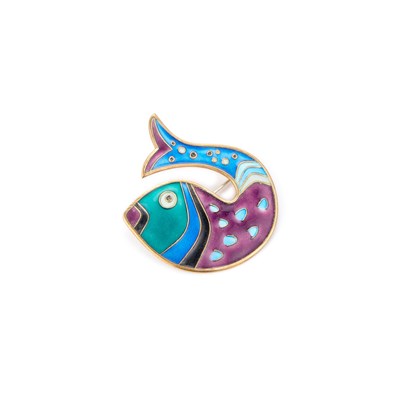 Lot 668 - DAVID ANDERSEN, A NORWEGIAN SILVER GILT AND ENAMEL FISH BROOCH