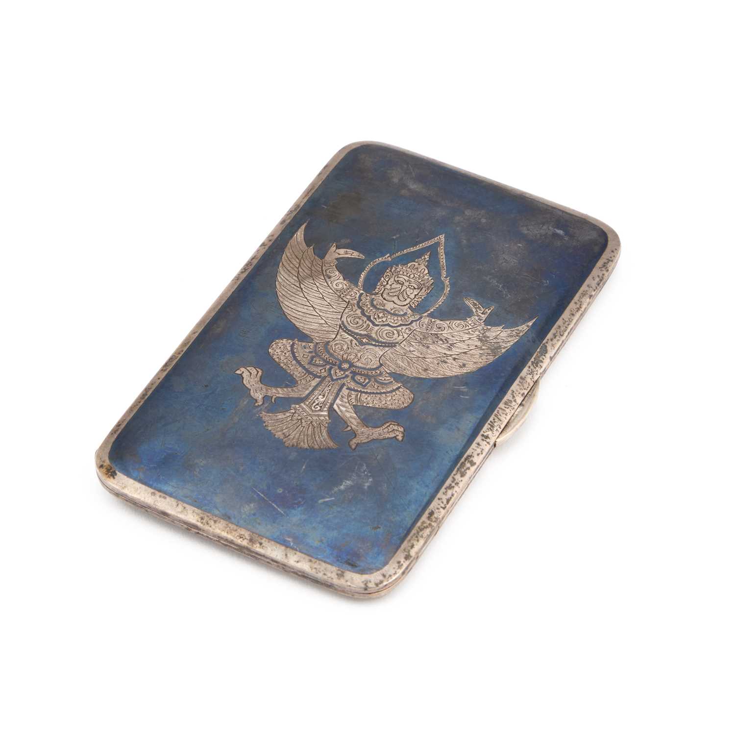 Lot 386 - A THAI STERLING SILVER NIELLO CIGARETTE CASE