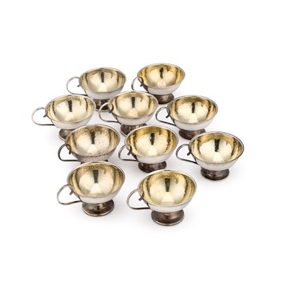 Lot 278 - A SET OF TEN SWEDISH SILVER TOT CUPS