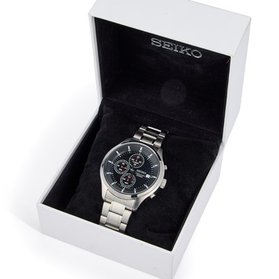 Lot 594 - A GENTS STEEL SEIKO CHRONOGRAPH BRACELET WATCH