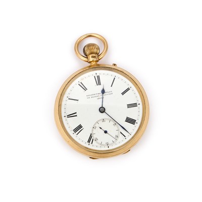 Lot 651 - AN 18CT GOLD OPEN FACED POCKET WATCH