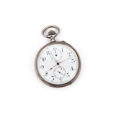 Lot 648 - A SILVER LONGINES CHRONOGRAPH POCKET WATCH