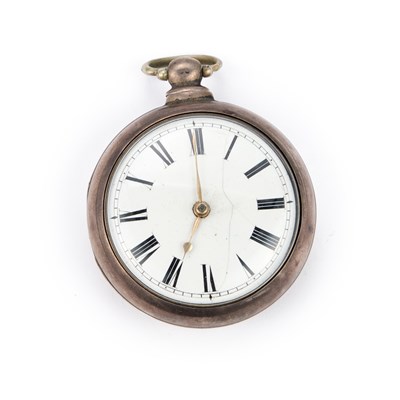 Lot 650 - A SILVER PAIR CASED POCKET WATCH