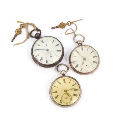 Lot 636 - A GROUP OF SILVER POCKET WATCHES