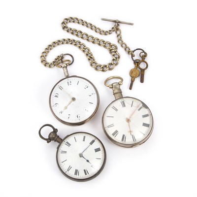 Lot 652 - THREE GEORGIAN SILVER PAIR CASED POCKET WATCHES