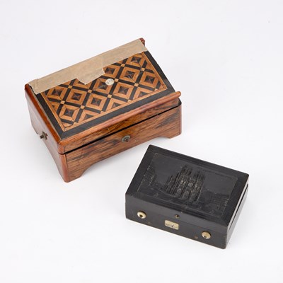 Lot 891 - A 19TH CENTURY LACQUERED MUSIC BOX
