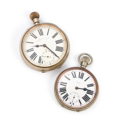 Lot 641 - TWO NICKEL CASED GOLIATH POCKET WATCHES