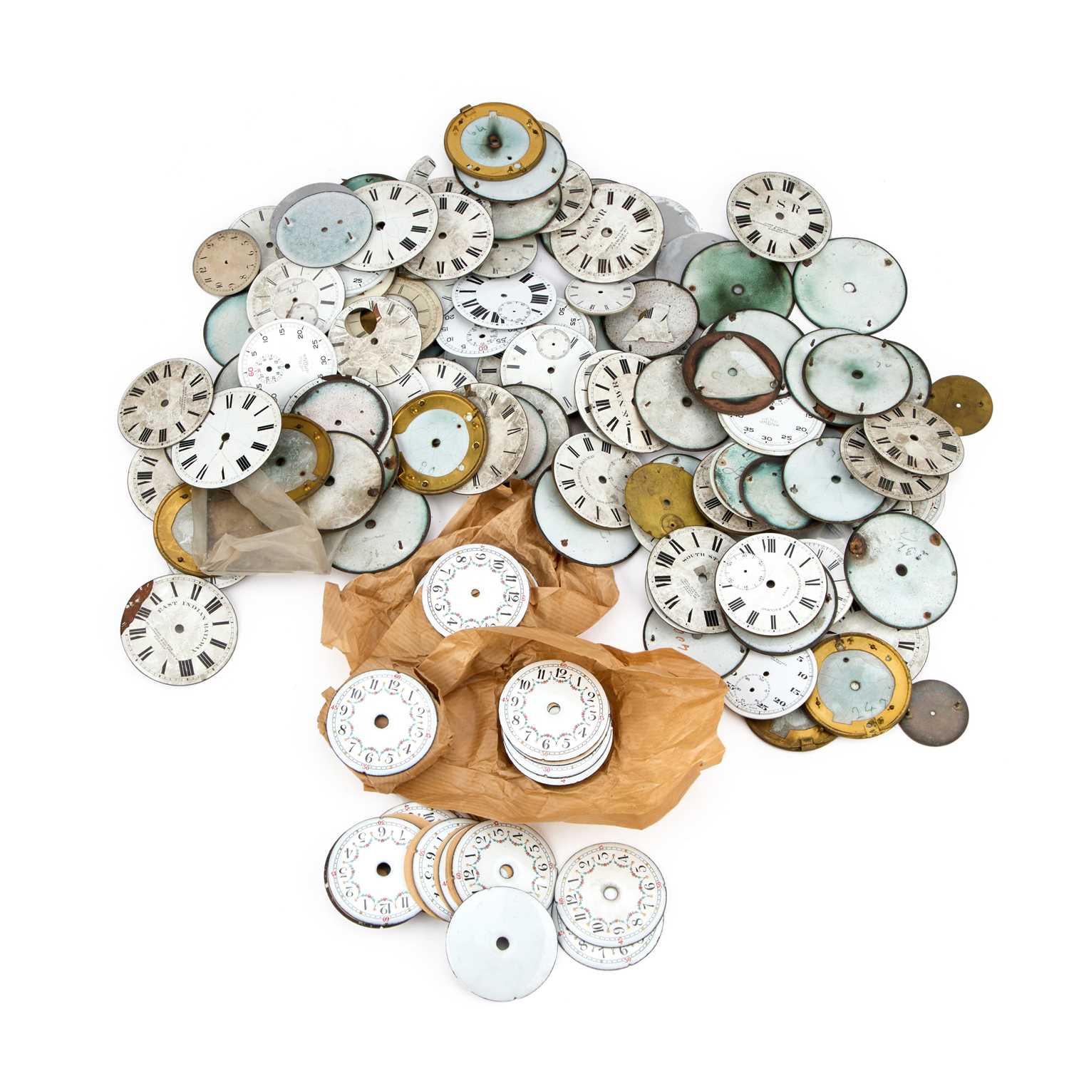 Lot De 10 Cadrans De Montres De Poche En émail - Couleur Blanc, Occasion, Pour Bricolage Ou Collection