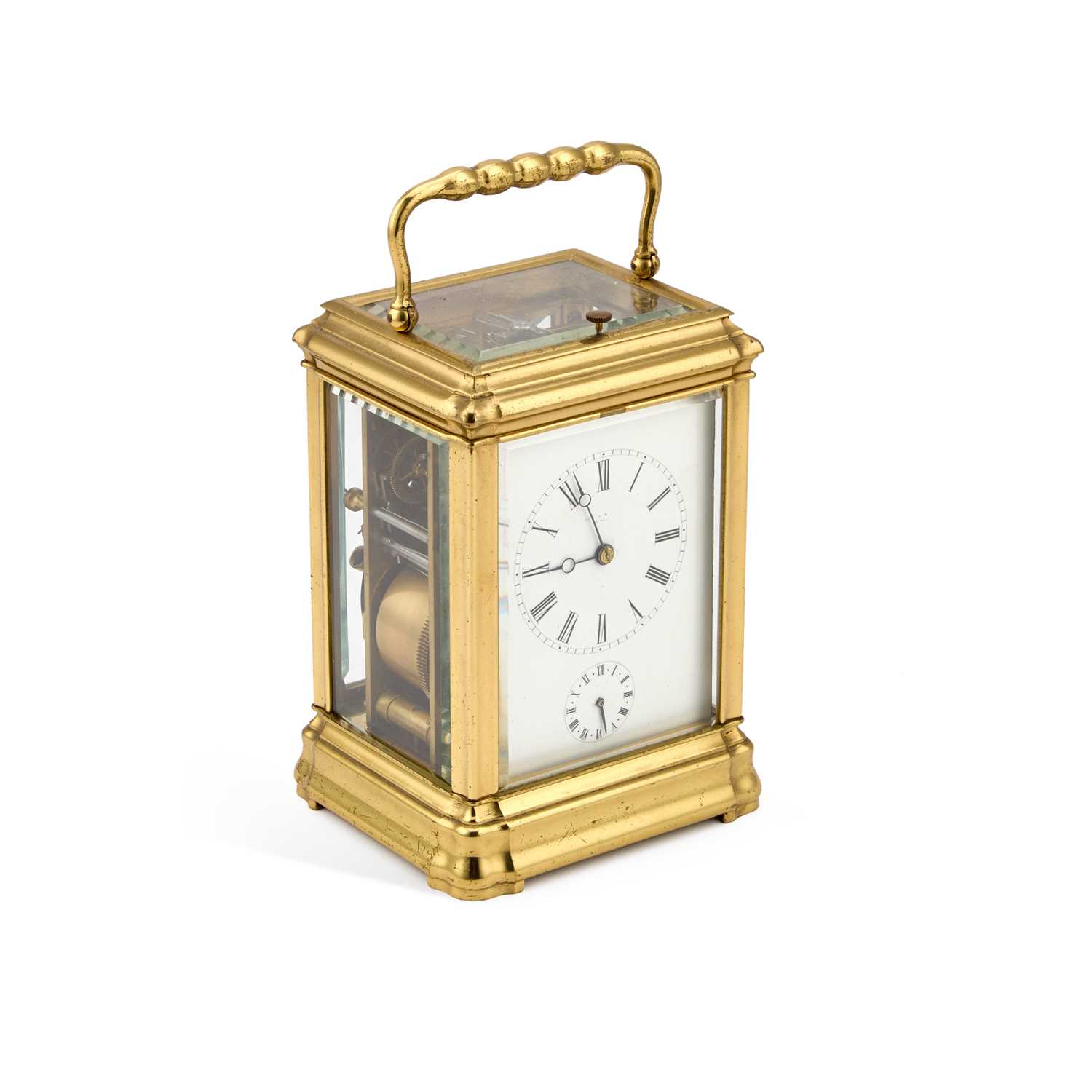 Lot 993 - A BRASS GORGE-CASED GRANDE-SONNERIE REPEATING CARRIAGE CLOCK