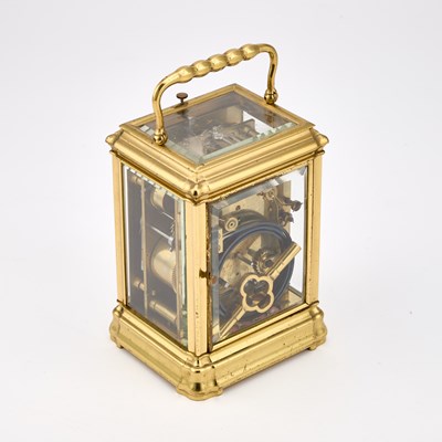 Lot 993 - A BRASS GORGE-CASED GRANDE-SONNERIE REPEATING CARRIAGE CLOCK