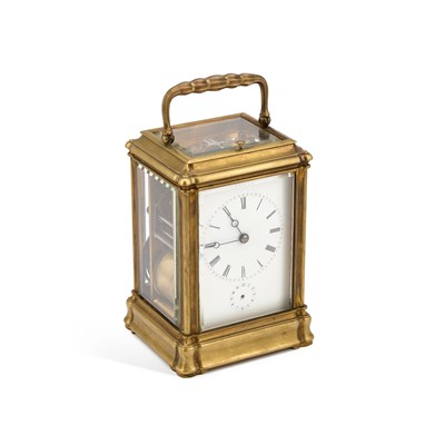 Lot 999 - A LATE 19TH CENTURY FRENCH BRASS GORGE-CASED GRANDE SONNERIE CARRIAGE CLOCK