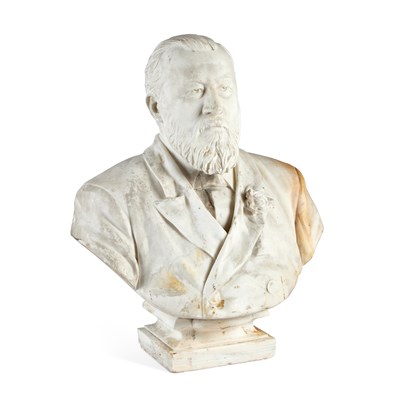 Lot 958 - WILLIAM JOHN SEWARD WEBBER (1842-1919), A CARVED WHITE MARBLE BUST OF A GENTLEMAN