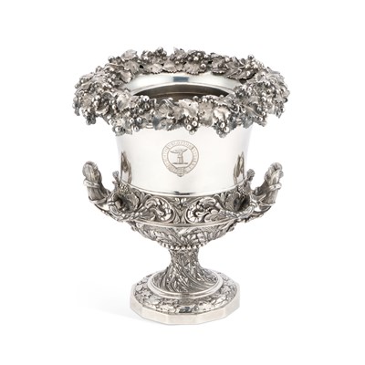 Lot 495 - A MAGNIFICENT GEORGE IV SILVER WINE COOLER