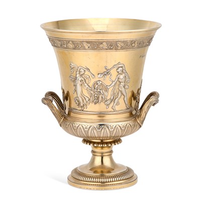 Lot 499 - A LARGE GEORGE IV SILVER-GILT WINE COOLER