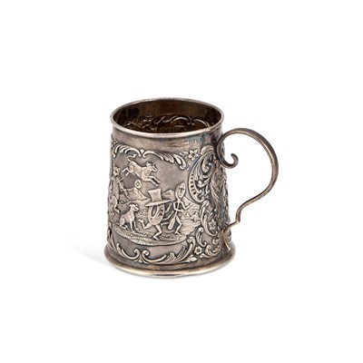 Lot 484 - A LATE VICTORIAN SILVER NURSERY RHYME MUG