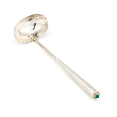 Lot 349 - AN ELIZABETH II SILVER LADLE IN THE ARTS AND CRAFTS TASTE