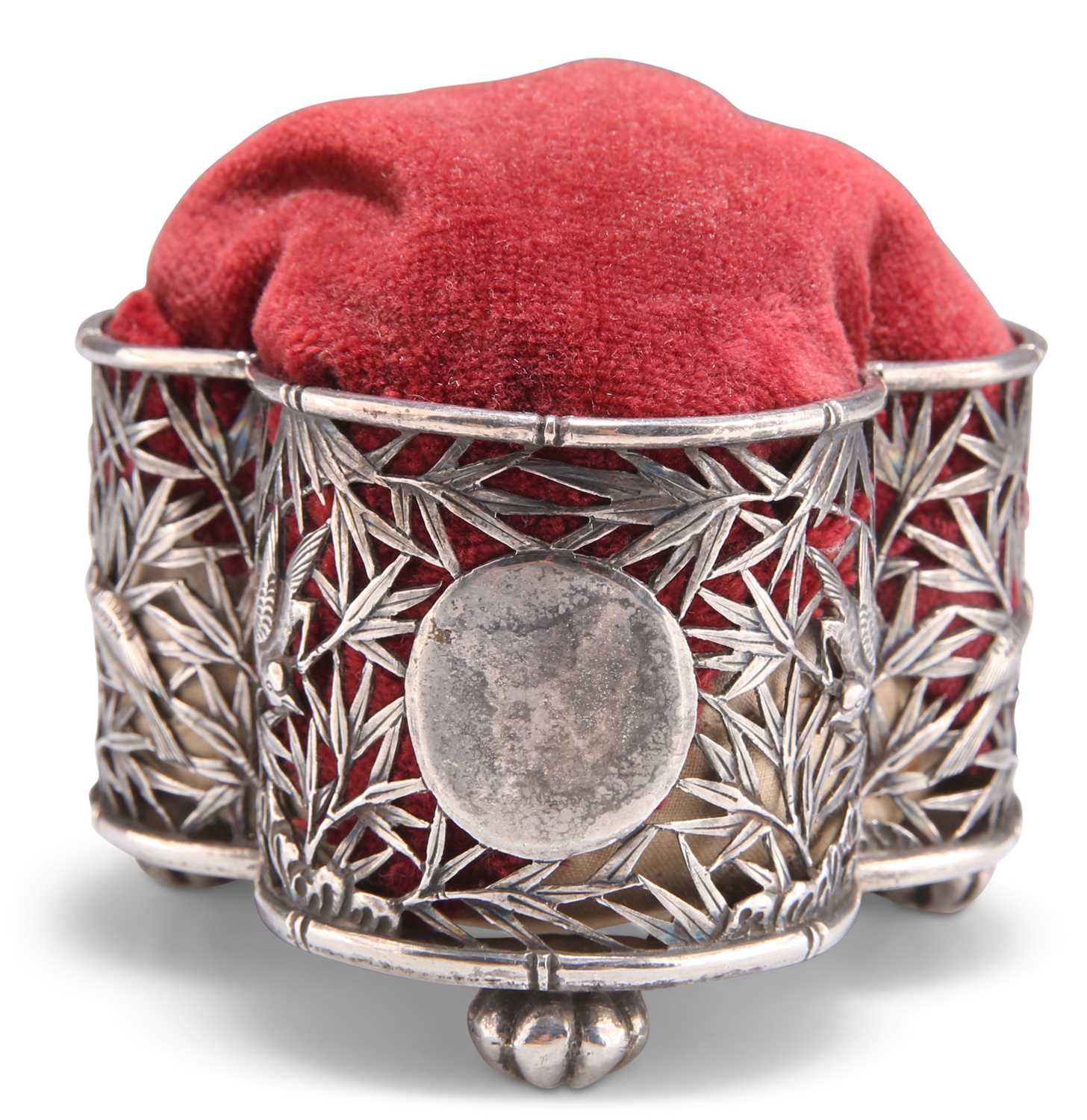 Lot 1051 - A CHINESE SILVER PIN-CUSHION