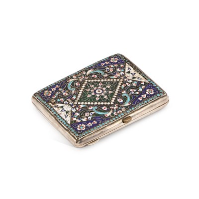 Lot 260 - A RUSSIAN SILVER AND ENAMEL CIGARETTE CASE