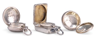 Lot 1359 - TWO SILVER SOVEREIGN CASES AND A SILVER PILL BOX