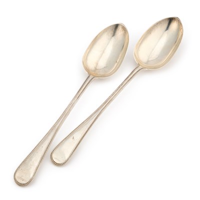 Lot 454 - A PAIR OF VICTORIAN SILVER SERVING SPOONS