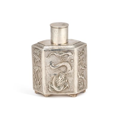 Lot 257 - A CHINESE SILVER TEA CADDY