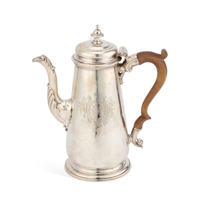 Lot 555 - A GEORGE II SILVER COFFEE POT