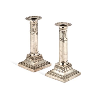 Lot 301 - A PAIR OF LATE 18TH CENTURY SICILIAN SILVER CANDLESTICKS