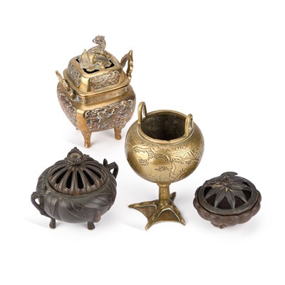 Lot 154 - FOUR ORIENTAL BRONZE CENSERS