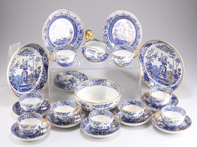 Lot 87 - AN EARLY 19TH CENTURY WEDGWOOD BLUE BAMBOO TRANSFER PRINTED PEARLWARE PART TEA SERVICE