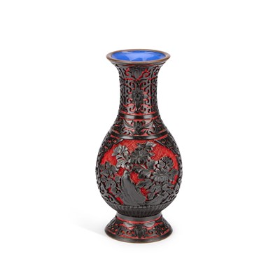 Lot 161 - A CHINESE CINNABAR LAQUER BALUSTER VASE