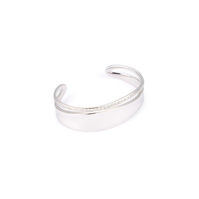 Lot 699 - GEORG JENSEN, A SILVER AND DIAMOND MARCIA CUFF BANGLE