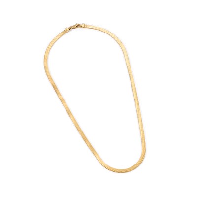 Lot 770 - AN 18 CARAT GOLD SMOOTH BAR LINK CHAIN NECKLACE