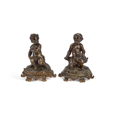 Lot 921 - A PAIR OF 19TH CENTURY FRENCH BRONZE FIGURES OF PUTTI