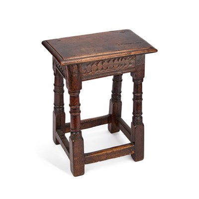 Lot 1091 - A 17TH CENTURY OAK JOINT STOOL